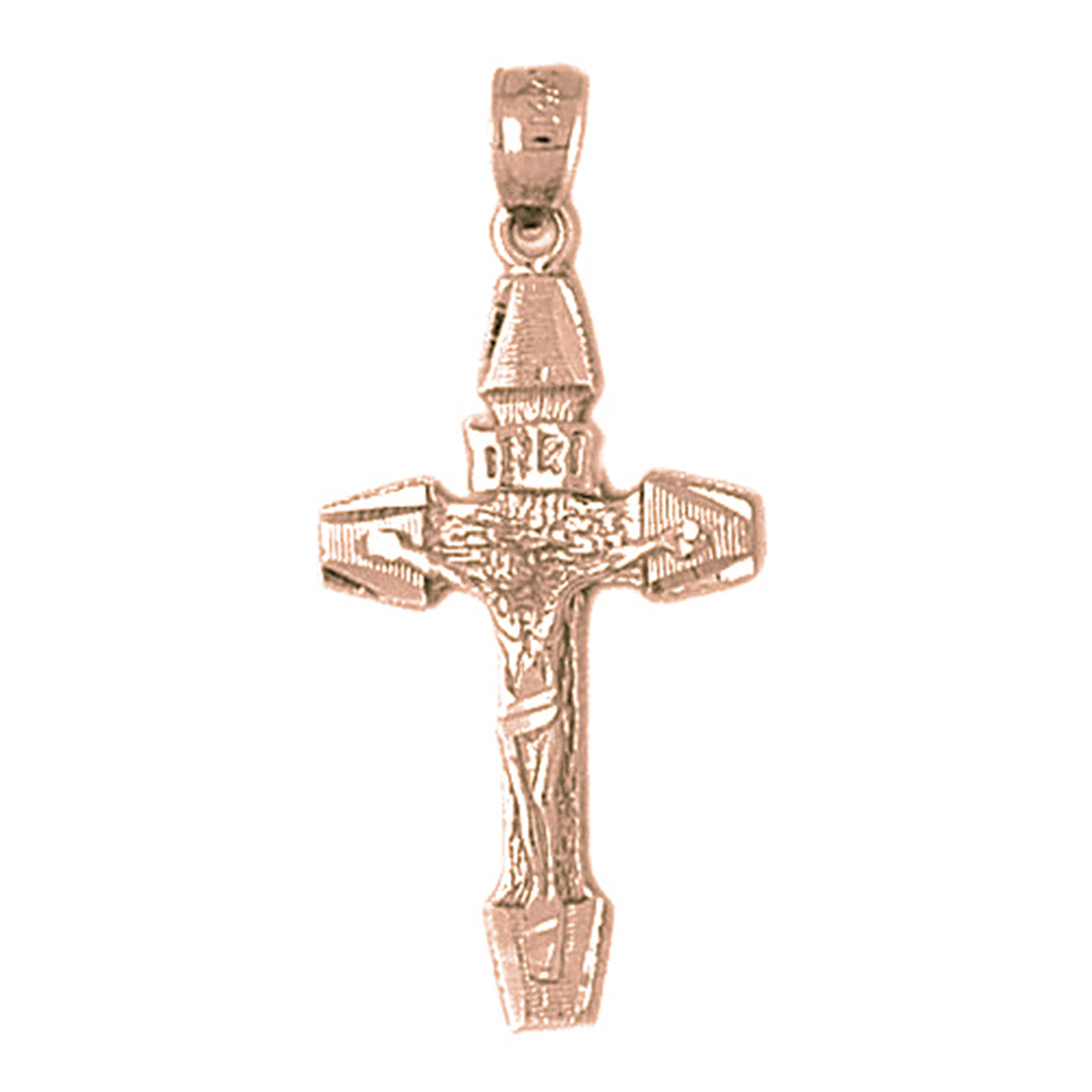 10K, 14K or 18K Gold INRI Crucifix Pendant