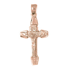 10K, 14K or 18K Gold INRI Crucifix Pendant