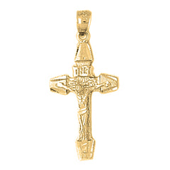 10K, 14K or 18K Gold INRI Crucifix Pendant