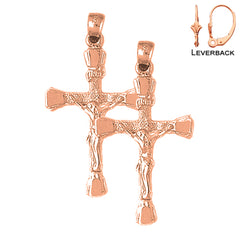 14K or 18K Gold INRI Crucifix Earrings