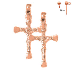 14K or 18K Gold INRI Crucifix Earrings