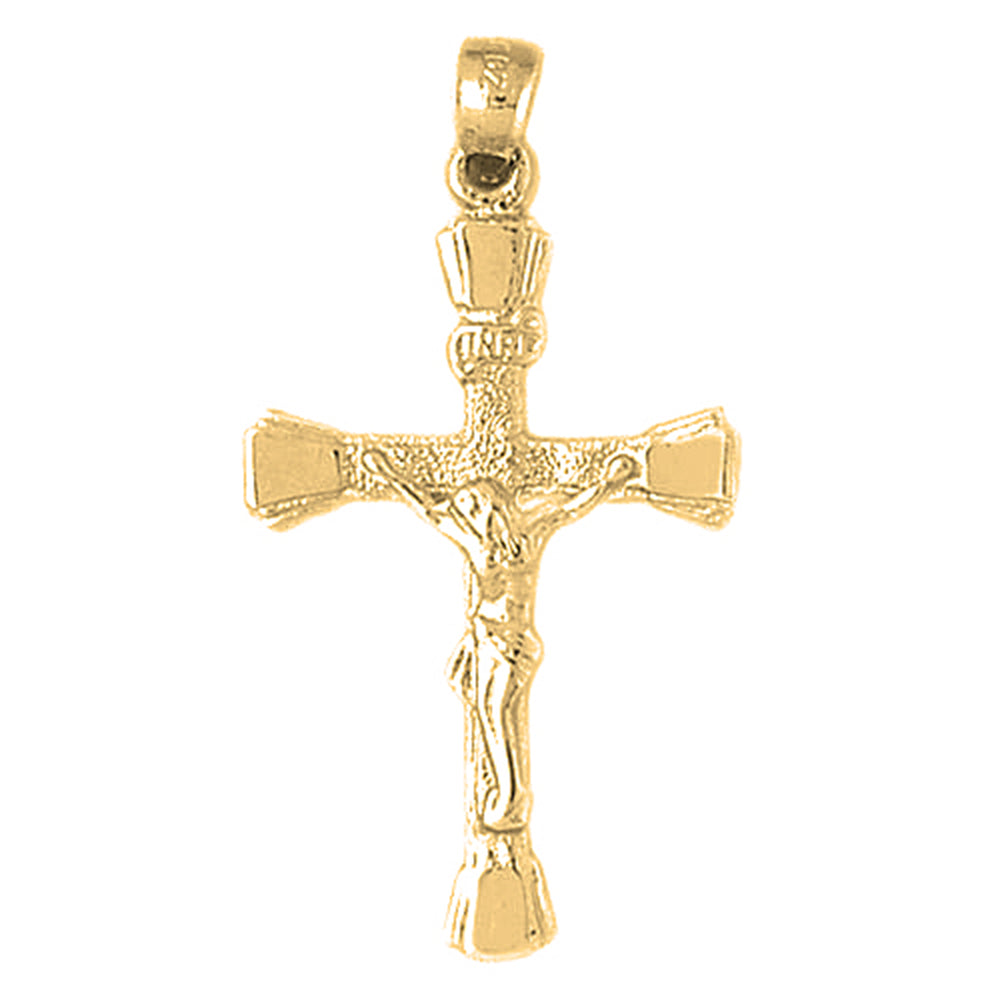 10K, 14K or 18K Gold INRI Crucifix Pendant