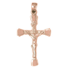 10K, 14K or 18K Gold INRI Crucifix Pendant