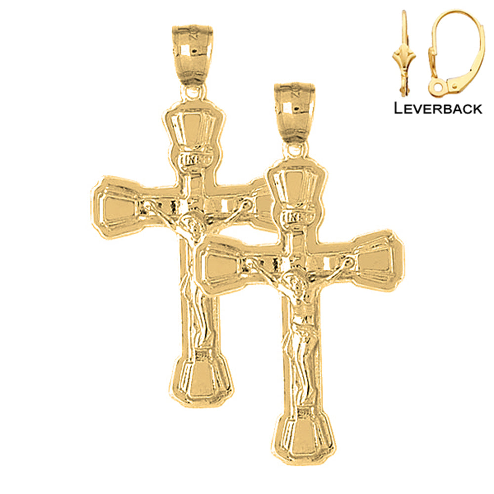 14K or 18K Gold INRI Crucifix Earrings