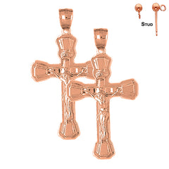 14K or 18K Gold INRI Crucifix Earrings