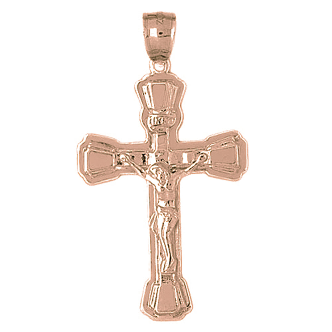 10K, 14K or 18K Gold INRI Crucifix Pendant