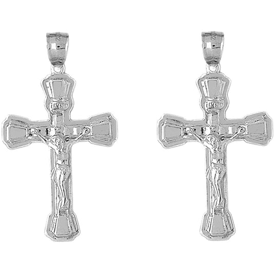 14K or 18K Gold 46mm INRI Crucifix Earrings