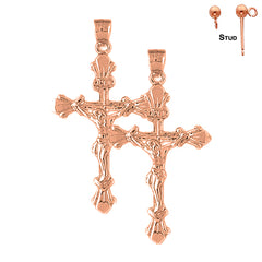 14K or 18K Gold INRI Crucifix Earrings