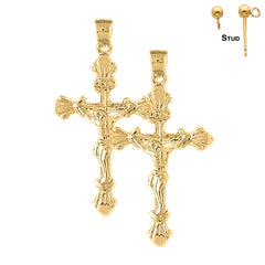 14K oder 18K Gold INRI Kruzifix Ohrringe