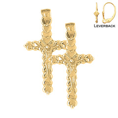 14K or 18K Gold Budded Crucifix Earrings