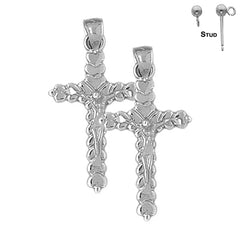 14K or 18K Gold Budded Crucifix Earrings