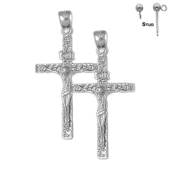 14K or 18K Gold INRI Crucifix Earrings