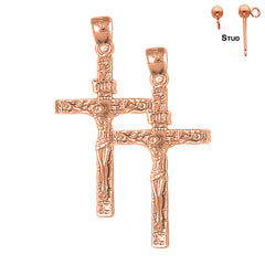 Pendientes de Crucifijo INRI de Oro de 14K o 18K