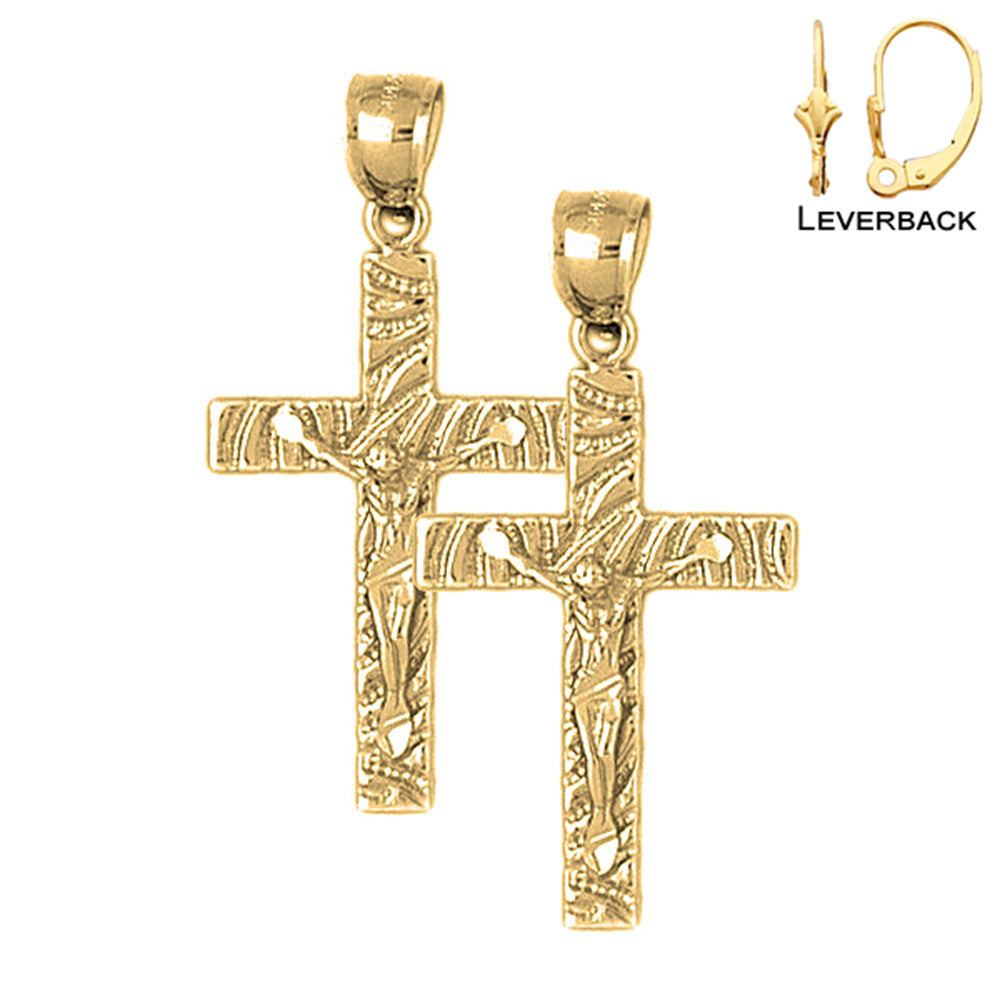 14K or 18K Gold Latin Crucifix Earrings