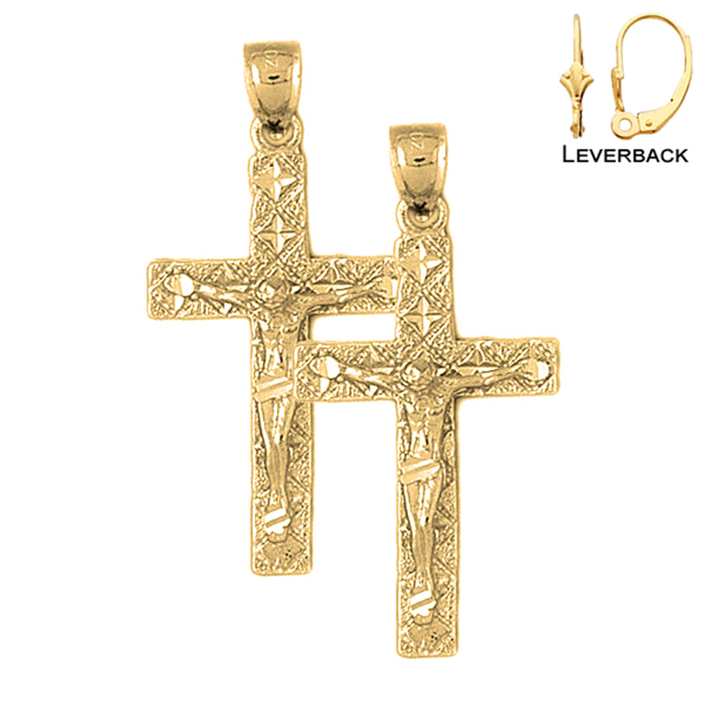 Pendientes de Crucifijo Latino de Oro de 14K o 18K