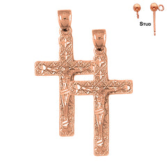 Pendientes de Crucifijo Latino de Oro de 14K o 18K