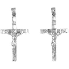 Sterling Silver 38mm Latin Crucifix Earrings