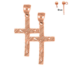 14K or 18K Gold Latin Crucifix Earrings