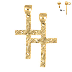 Pendientes de Crucifijo Latino de Oro de 14K o 18K