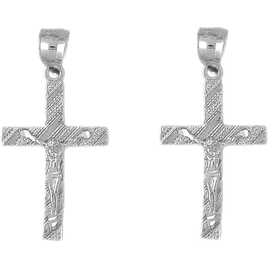 14K or 18K Gold 38mm Latin Crucifix Earrings