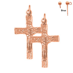 14K or 18K Gold INRI Crucifix Earrings