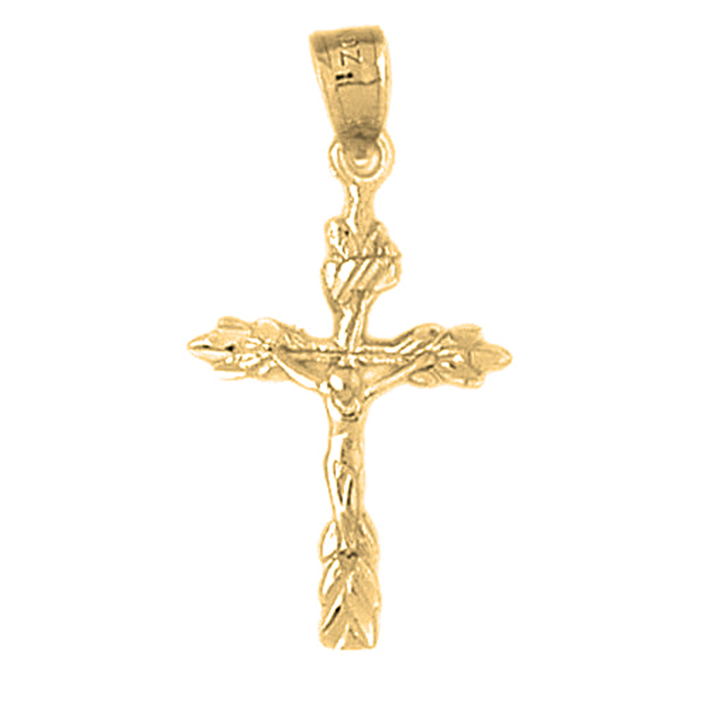 14K or 18K Gold Budded Crucifix Pendant