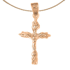 14K or 18K Gold Budded Crucifix Pendant