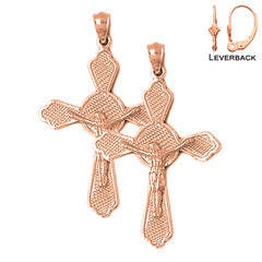 14K or 18K Gold Budded Crucifix Earrings