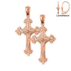 14K or 18K Gold Glory Budded Crucifix Earrings