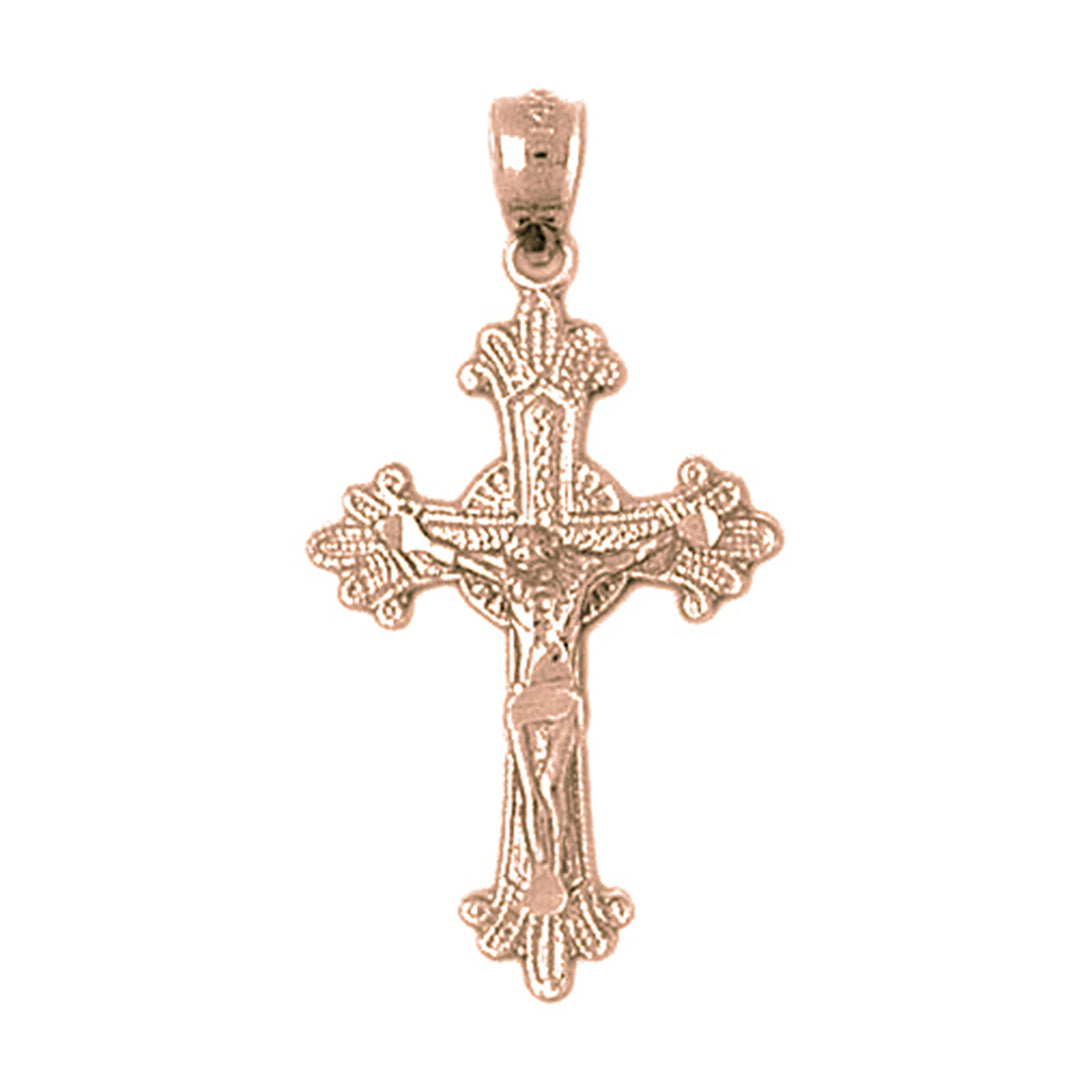 14K or 18K Gold Glory Budded Crucifix Pendant