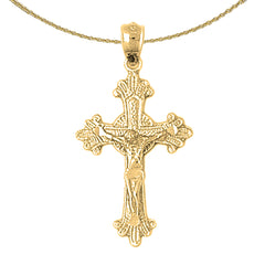 14K or 18K Gold Glory Budded Crucifix Pendant