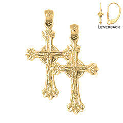 14K or 18K Gold Glory Budded Crucifix Earrings