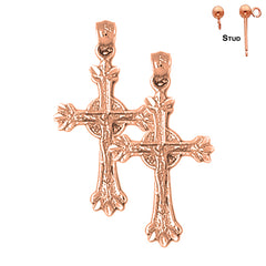 14K or 18K Gold Glory Budded Crucifix Earrings