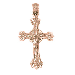 14K or 18K Gold Glory Budded Crucifix Pendant