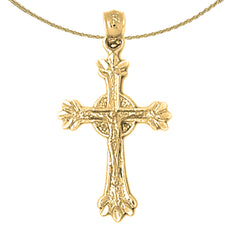 14K or 18K Gold Glory Budded Crucifix Pendant
