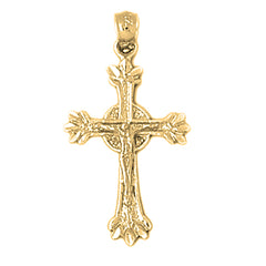 14K or 18K Gold Glory Budded Crucifix Pendant