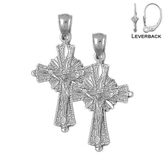 14K or 18K Gold Glory Budded Crucifix Earrings