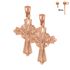 14K or 18K Gold Glory Budded Crucifix Earrings