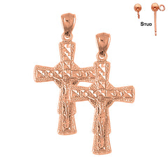 14K or 18K Gold Glory Crucifix Earrings