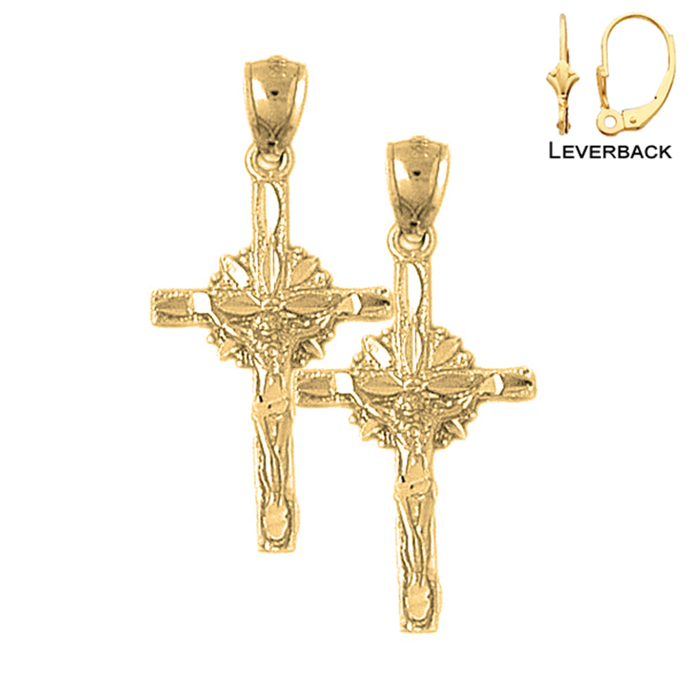 14K or 18K Gold Glory Crucifix Earrings