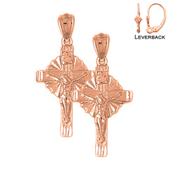 14K or 18K Gold Glory Crucifix Earrings