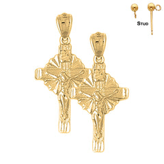 Pendientes de crucifijo Glory de plata de ley de 31 mm (chapados en oro blanco o amarillo)