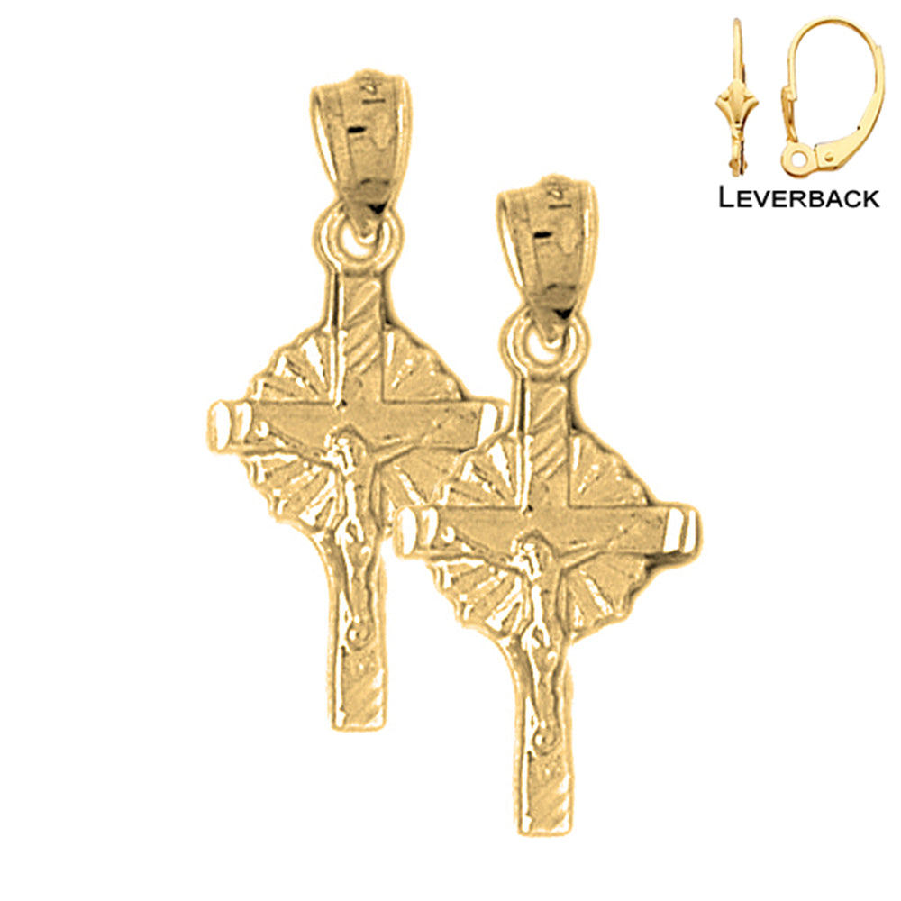 14K or 18K Gold Glory Crucifix Earrings