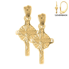 14K or 18K Gold Glory Crucifix Earrings