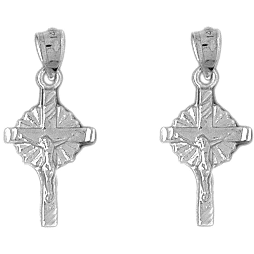 Sterling Silver 27mm Glory Crucifix Earrings