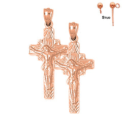 Aretes de Crucifijo Cuadrado de Oro de 14K o 18K