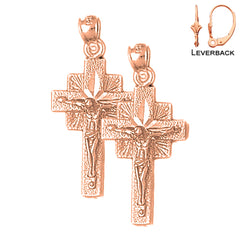 14K or 18K Gold Quadrate Crucifix Earrings