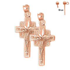 14K or 18K Gold Quadrate Crucifix Earrings