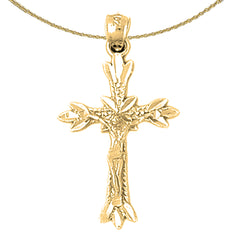 14K or 18K Gold Budded Crucifix Pendant