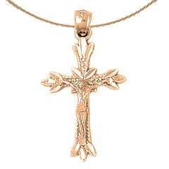 14K or 18K Gold Budded Crucifix Pendant